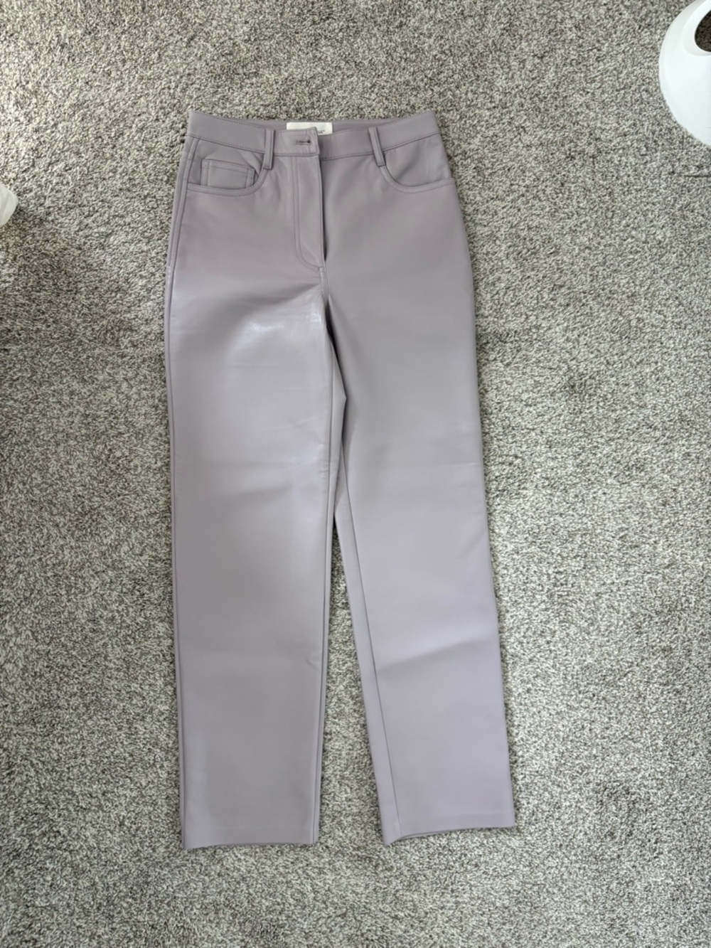 Aritzia Straight-Leg Faux Leather Pants in Lavender